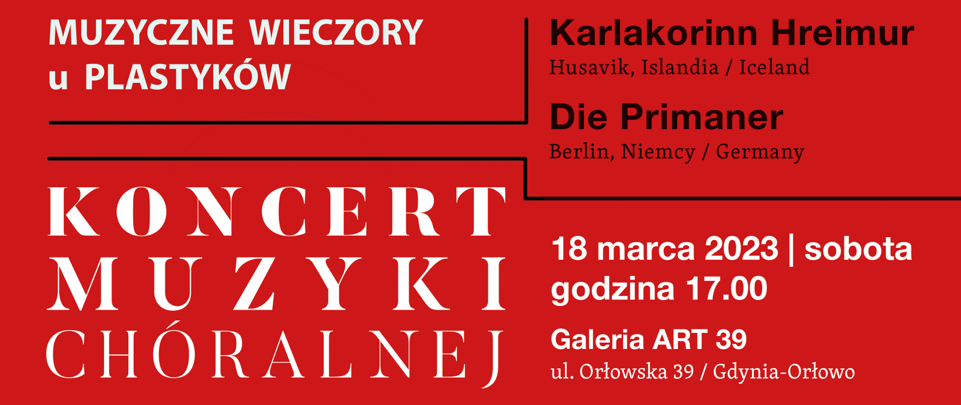 Muzyczne Wieczory u Plastyków - koncert muzyki chóralnej