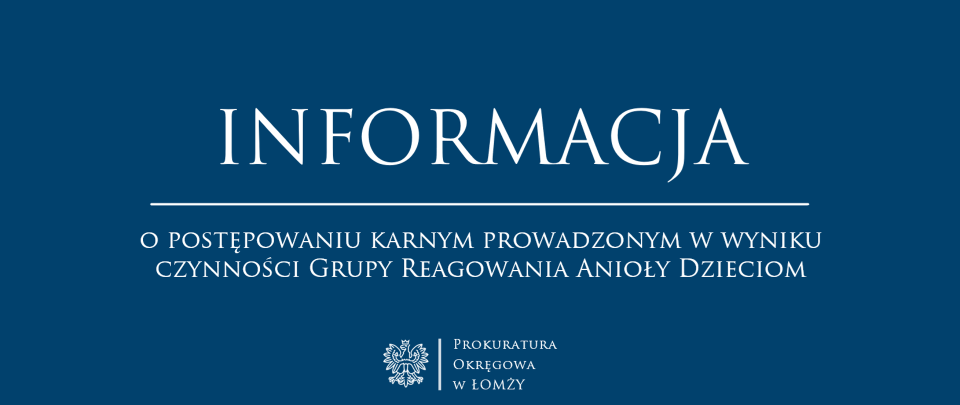 Informacja o postępowaniu karnym prowadzonym w wyniku czynności Grupy Reagowania Anioły Dzieciom