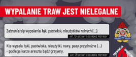 Grafika przedstawiająca informacje dotyczące pożaru traw.