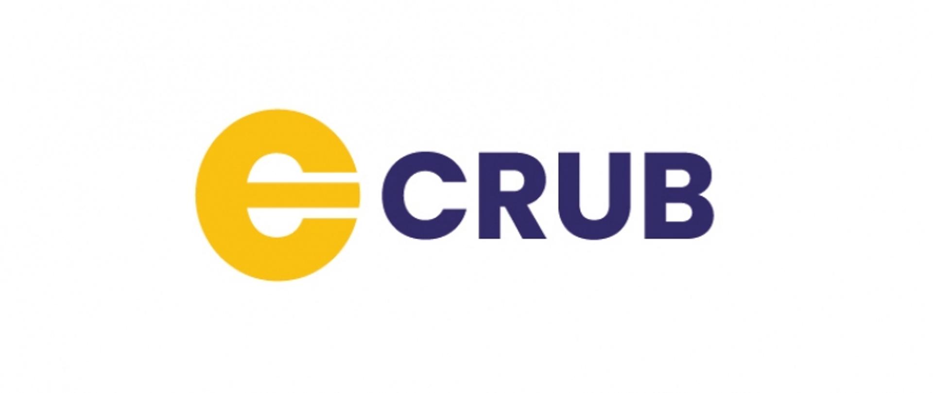 Logo „eCRUB” z żółtą literą „e” i ciemnoniebieskim napisem „CRUB”.
