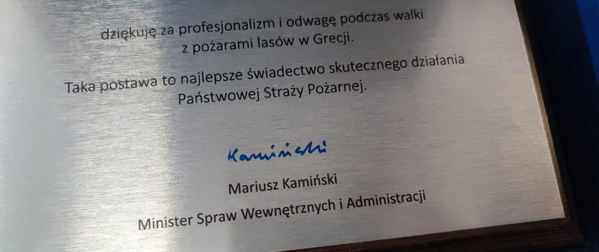 PODZIĘKOWANIE MSWIA