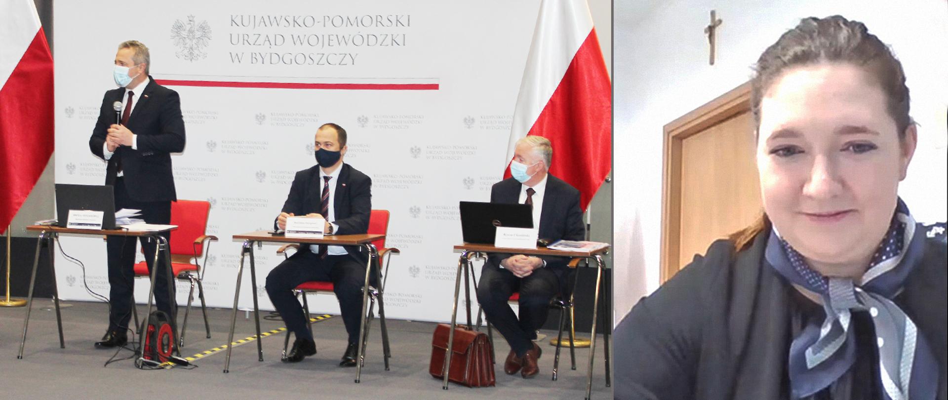 Wojewoda Kujawsko - Pomorski Mikołaj Bogdanowicz oraz sekretarz stanu Anna Gembicka