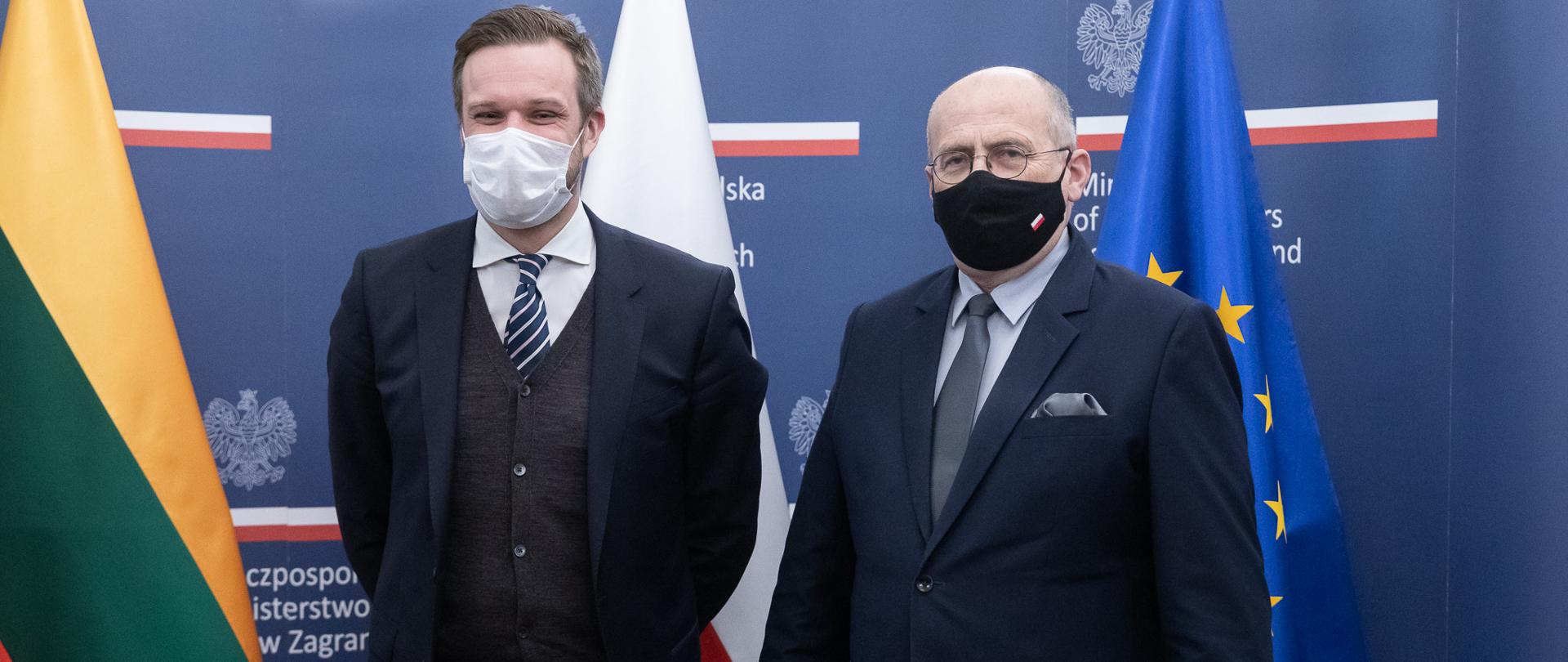 2021.02.08 Warszawa . Minister Zbigniew Rau . Wizyta minister SZ Litwa Gabrielius Landsbergis .Fot. Tymon Markowski / MSZ