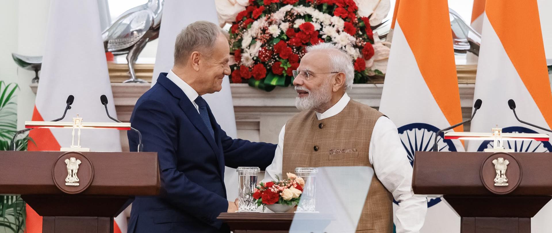 Premier Donald Tusk i Premier Indii Narendra Modi