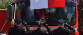 Na zdjęciu widać poczet flagowy podczas podnoszenia flagi.