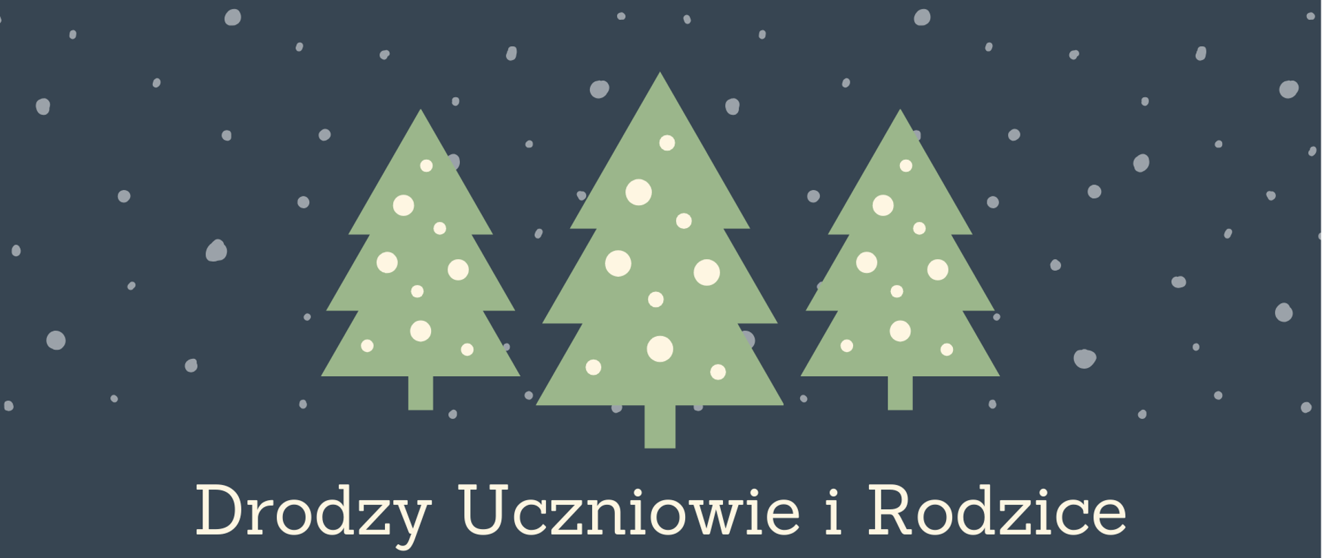 Na zielonym tle białe litery i życzenia świateczne