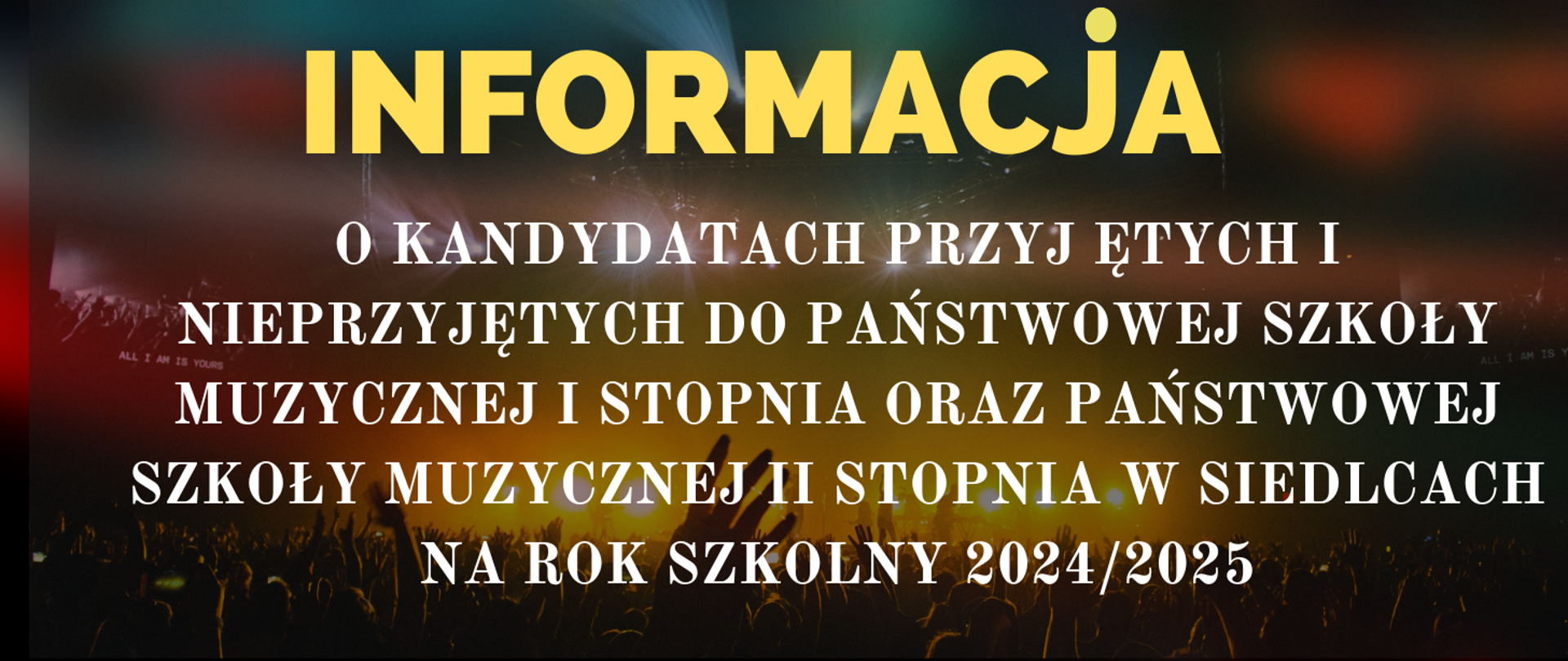 Kolorowe tło muzyczne oraz informacja o wydarzeniu