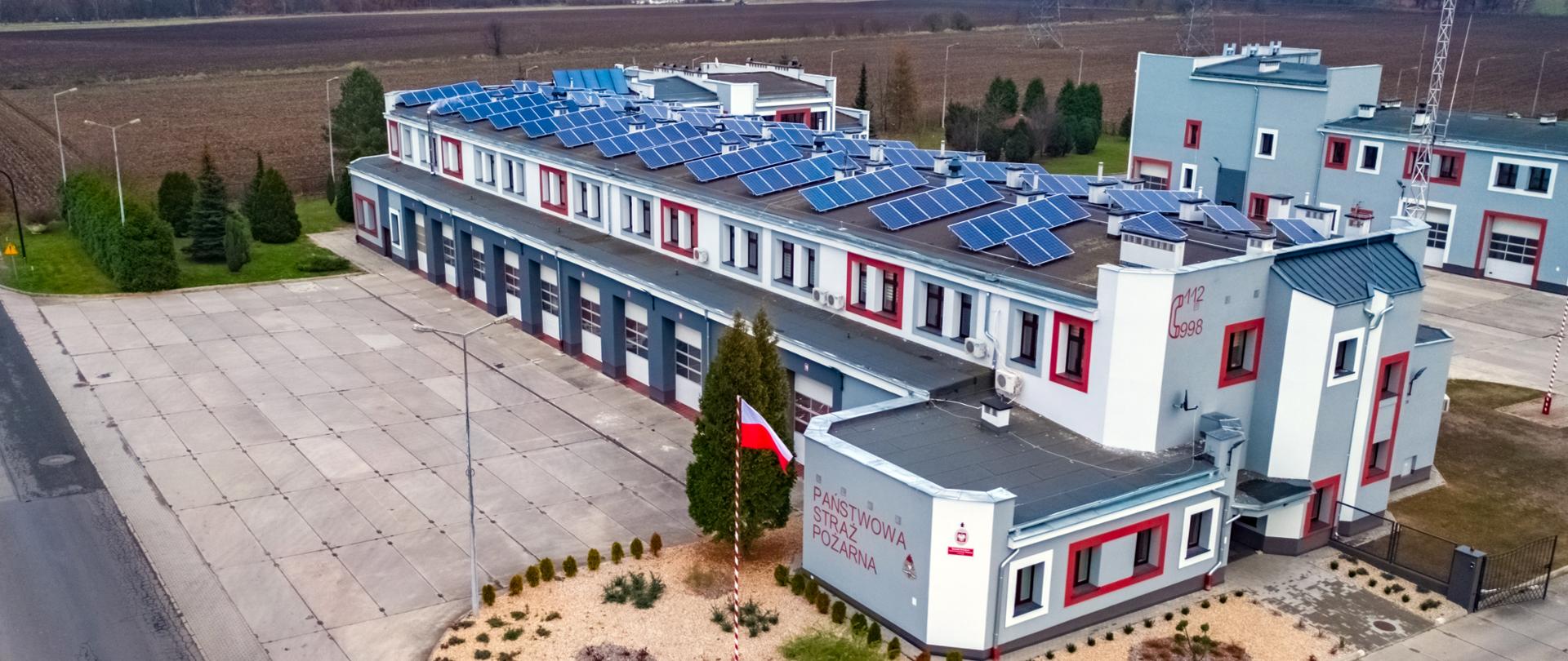 Siedziba Jednostki Ratowniczo-Gaśniczej w Brzegu z lotu ptaka.