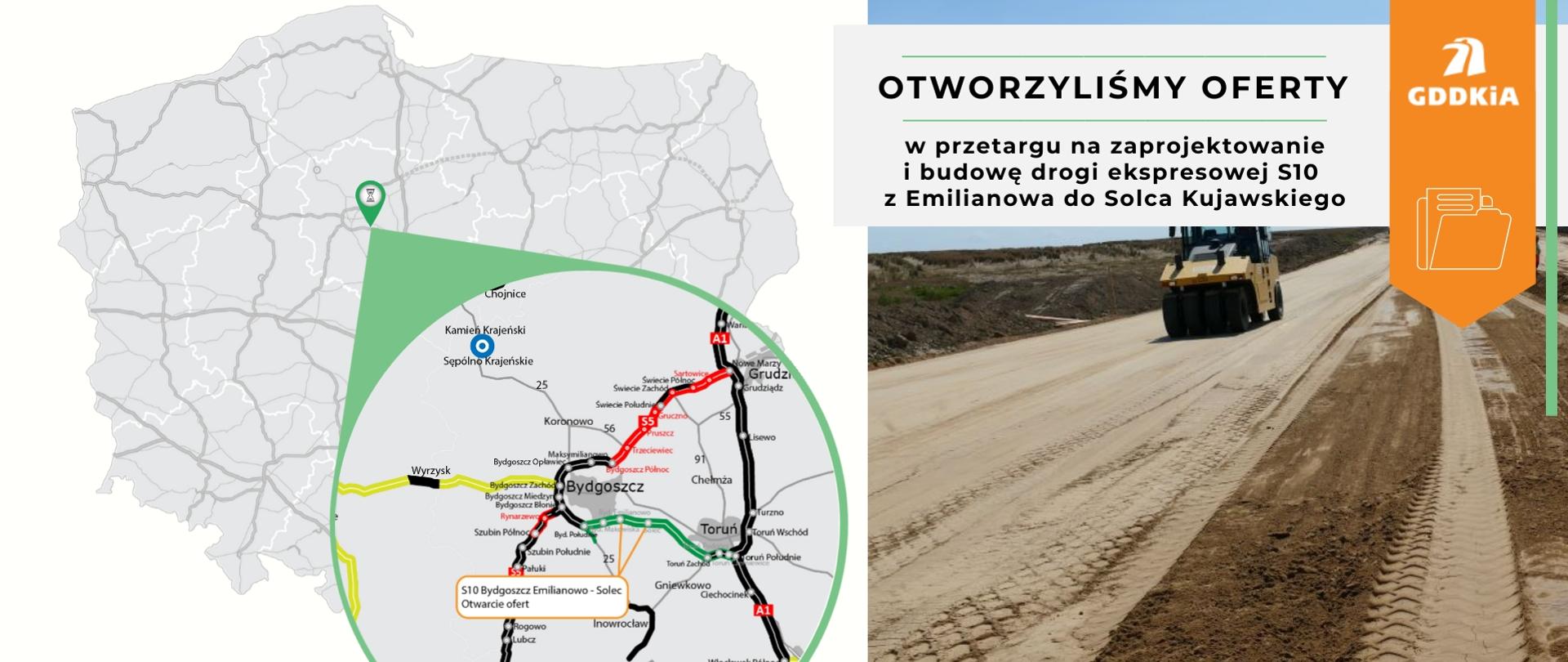 Infografika dot. otwarcia ofert w przetargu na realizację S10 Emilianowo - Solec