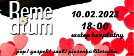 Zdjęcie przedstawia artystów zespołu Reme dium oraz informacje na temat koncertu