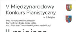 Dyplom z napisem "V Międzynarodowy Konkurs Pianistyczny w Libiążu II miejsce otrzymuje Jacek Skupień z klasy I nauczyciel Anna Gimpel-Jarosz"