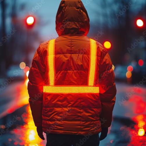 mężczyzna w kurtce odblaskowej