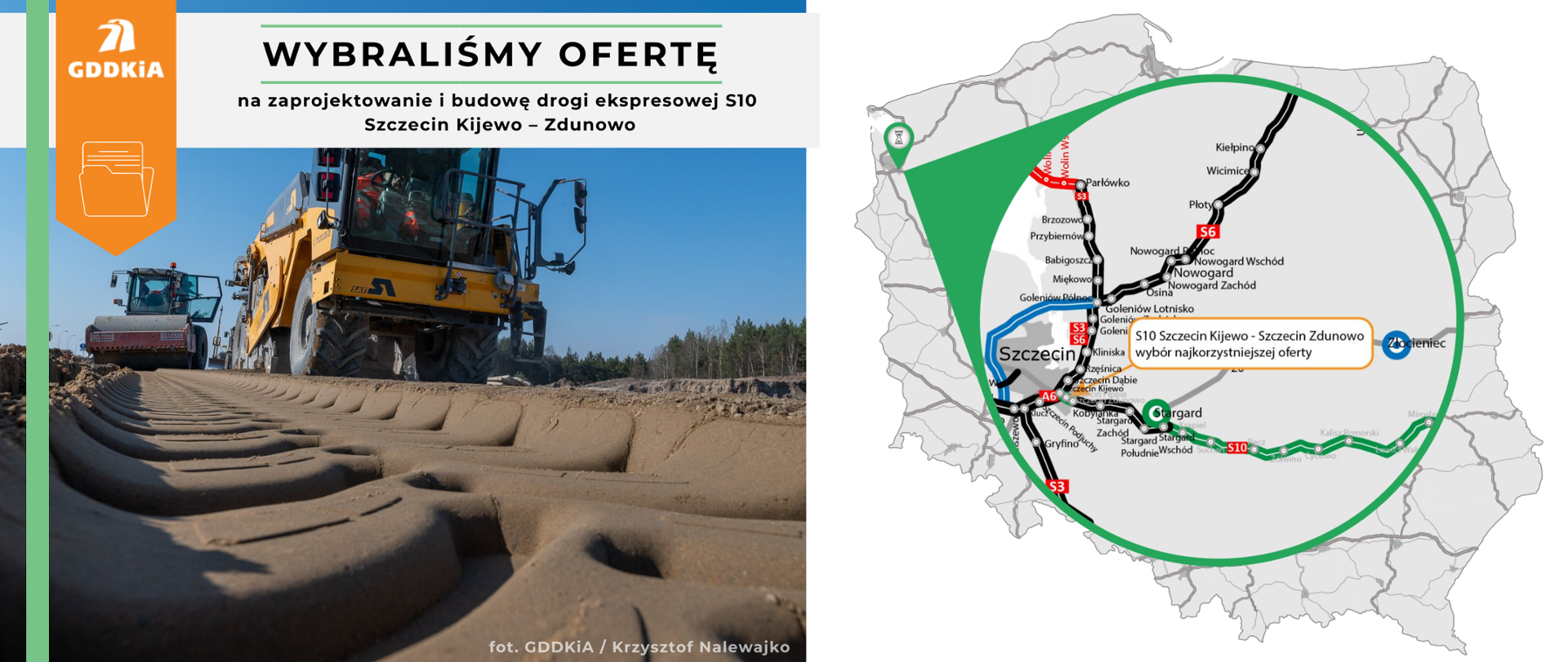 Infografika na wybór najkorzystniejszej oferty S10 Szczecin Kijewo - Zdunowo