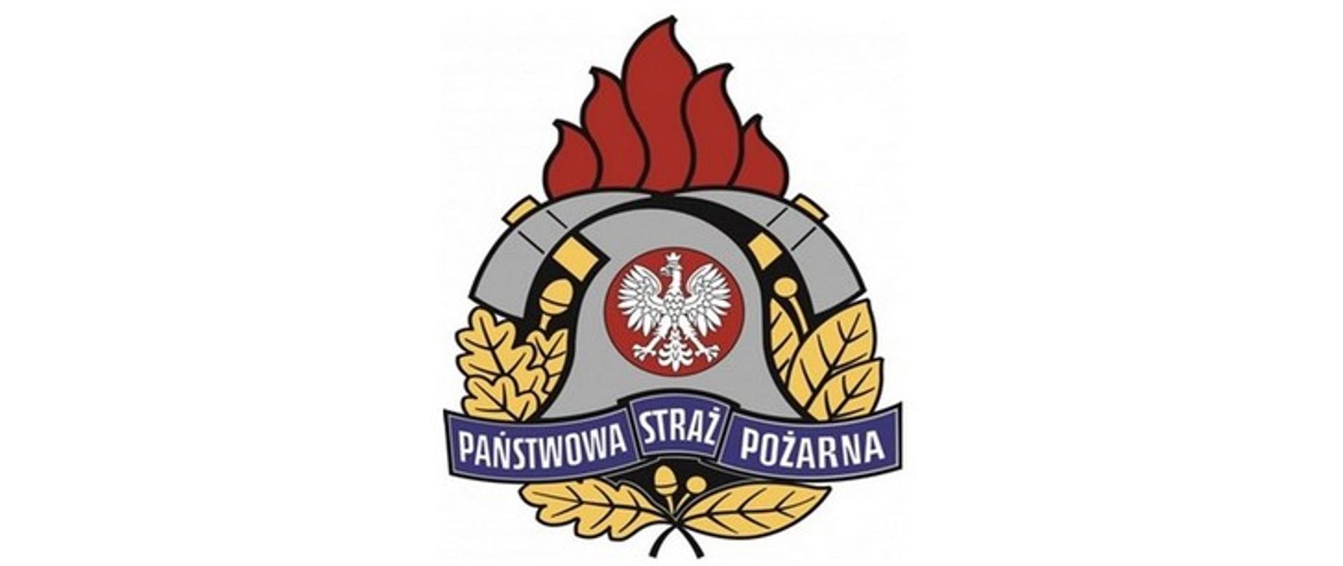 Zdjęcie przedstawia logo Państwowej Straży Pożarnej umieszczone na białym tle.