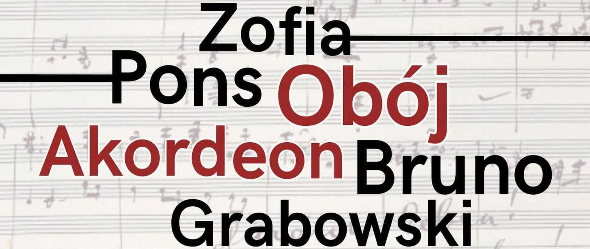 Plakat o treści: Koncert dyplomantów PSM I i II stopnia im. Zygmunta Noskowskiego w Ostrołęce, wystąpią uczniowie Zofia Pons - obój i Bruno Grabowski - akordeon, akomp. Tetiana Mamontova. 18 maja 2024 o godz. 16.00 Sanktuarium pw. Świętego Antoniego Padewskiego w Ostrołęce