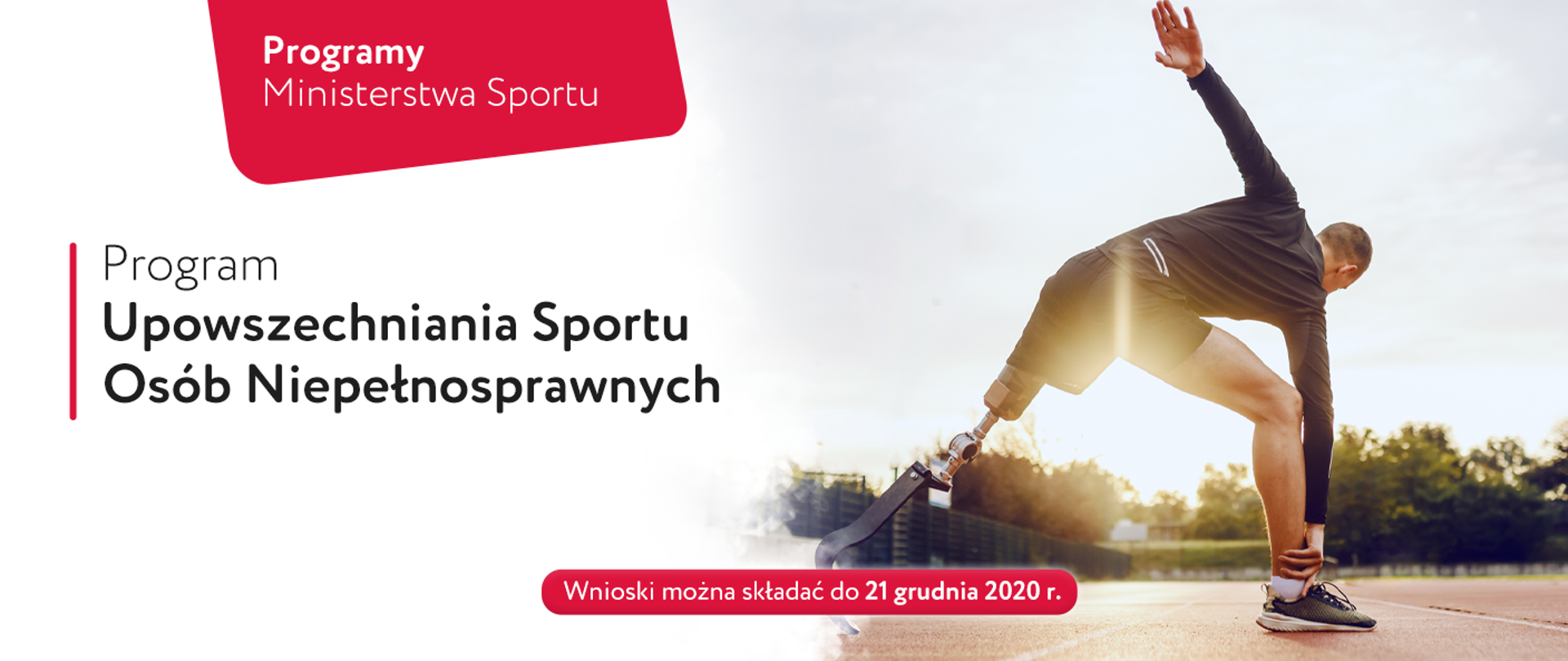 Niepełnosprawny sportowiec podczas rozgrzewki - Program Upowszechniania Sportu Osób Niepełnosprawnych. 