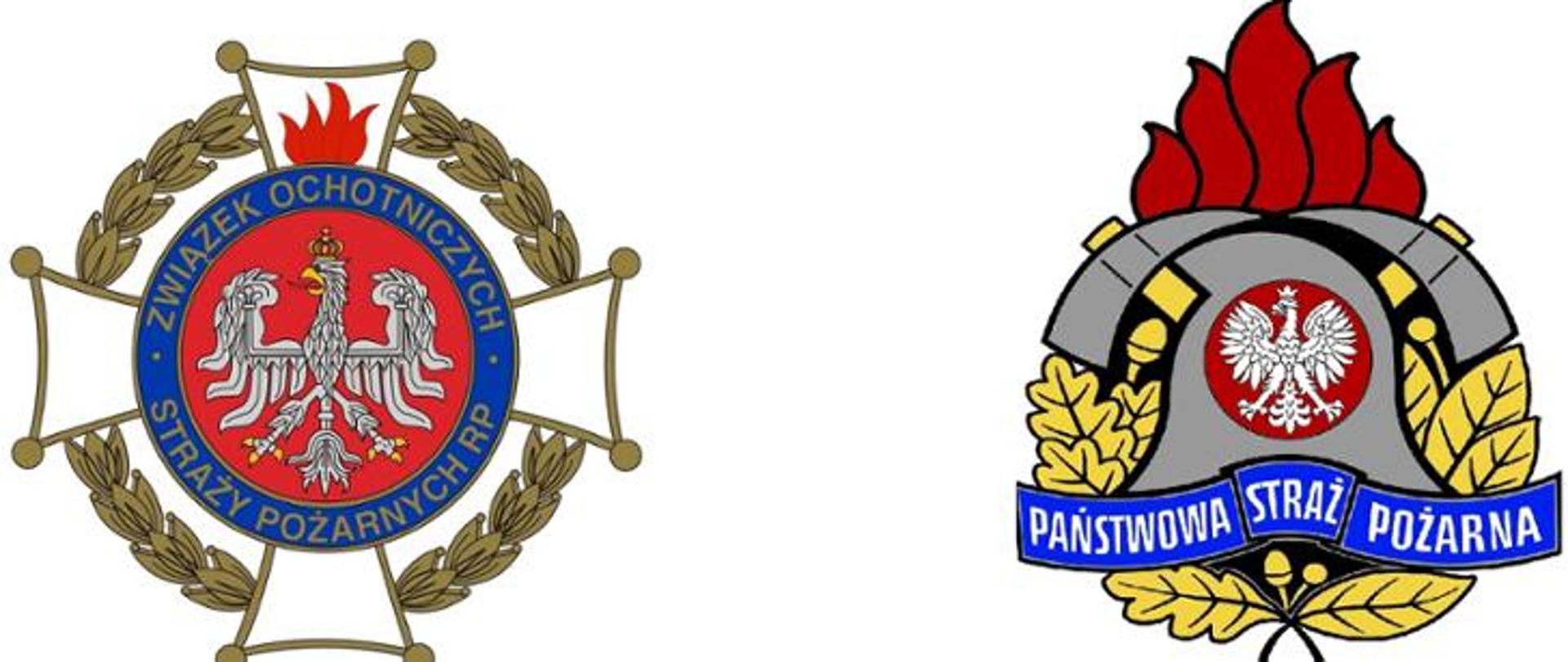 Na białym tle logo ZOSP RP i PSP
