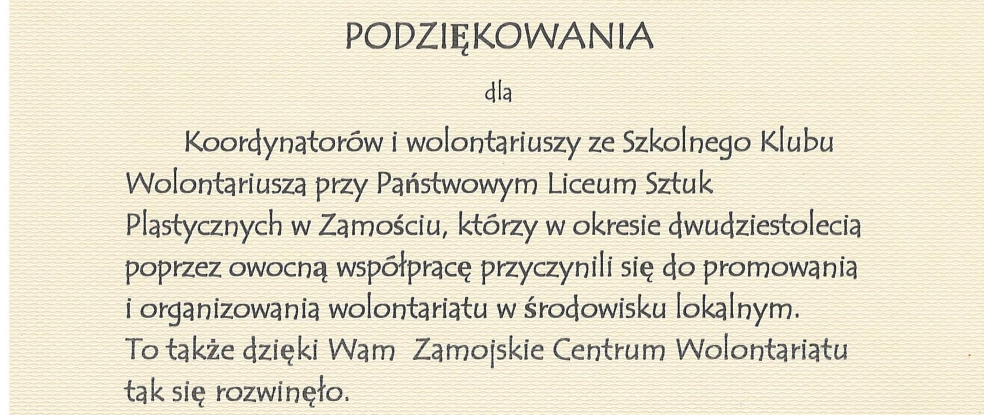 dyplom, na kremowym tle podziękowanie z gali wolontariatu 2022 