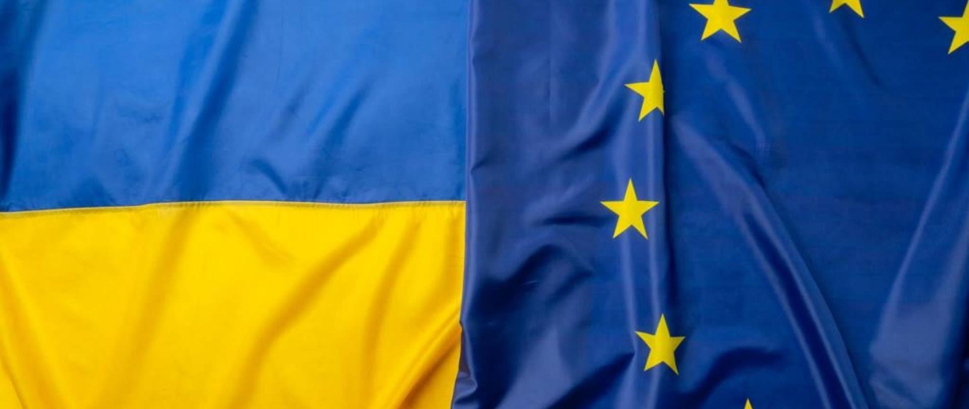 Flaga Ukrainy i Unii Europejskiej