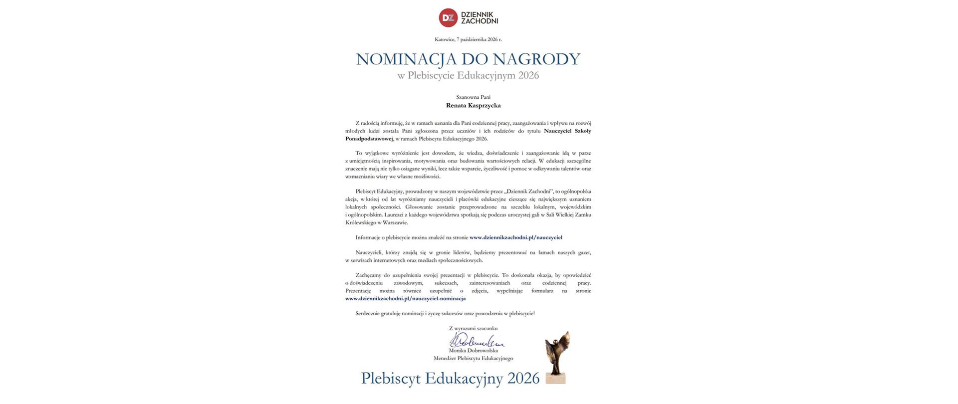nominacja Renata Kasprzycka