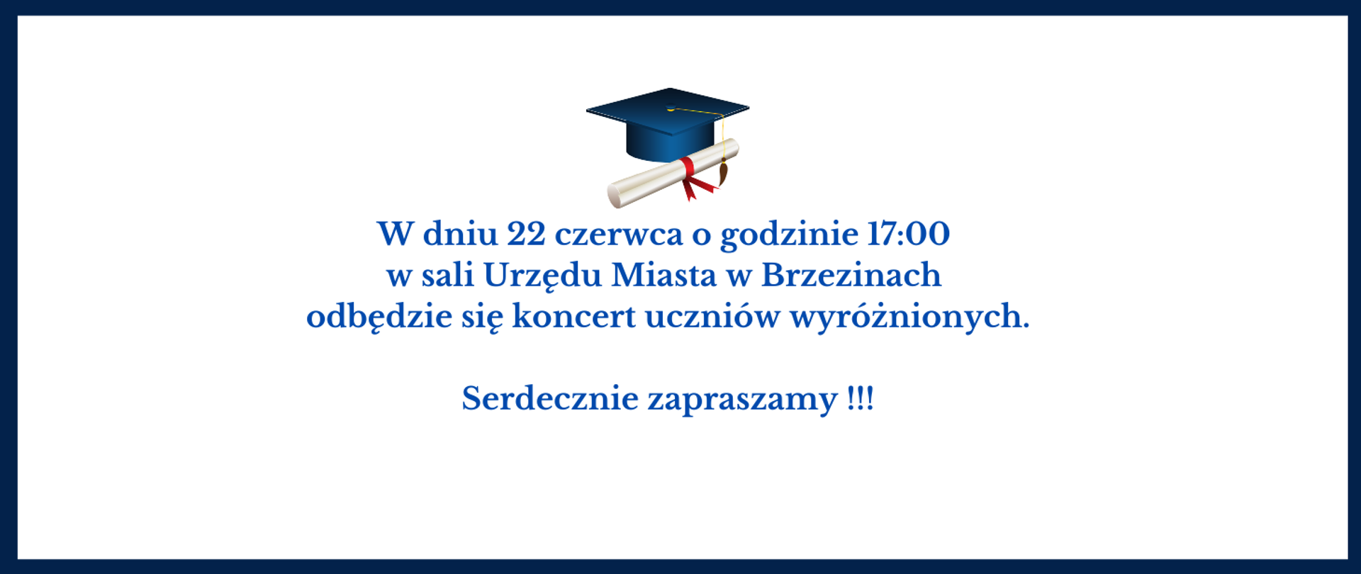 Grafika przedstawia na białym tle napis informujący o koncercie uczniów wyróżnionych.