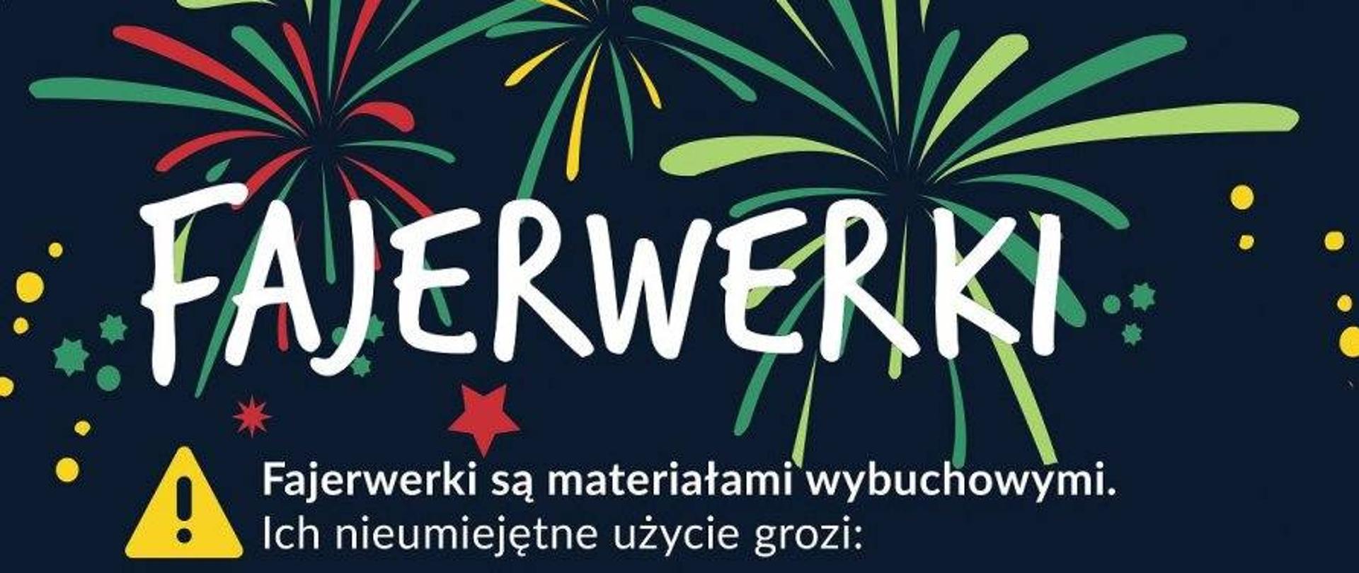 plakat z ostrzeżeniem o fajerwerkach