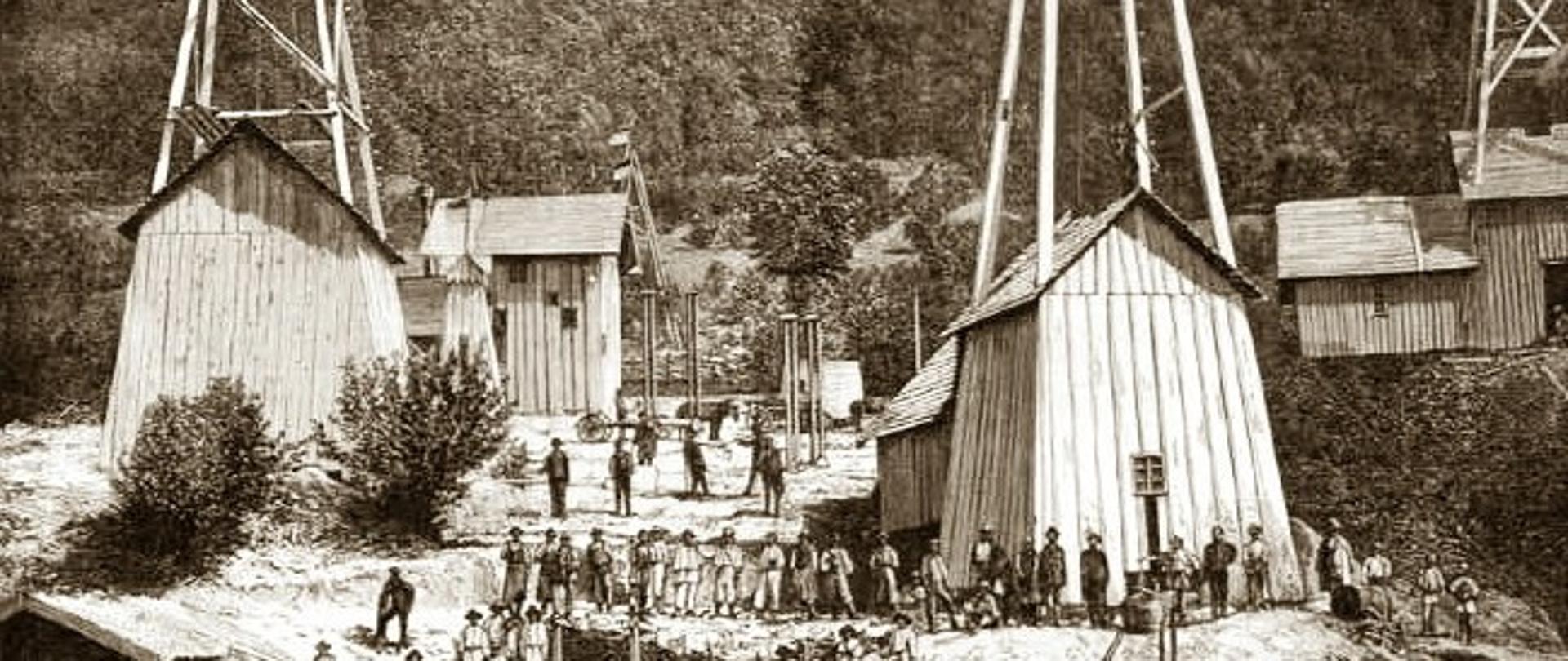 Polish history of crude oil extraction - archival photo