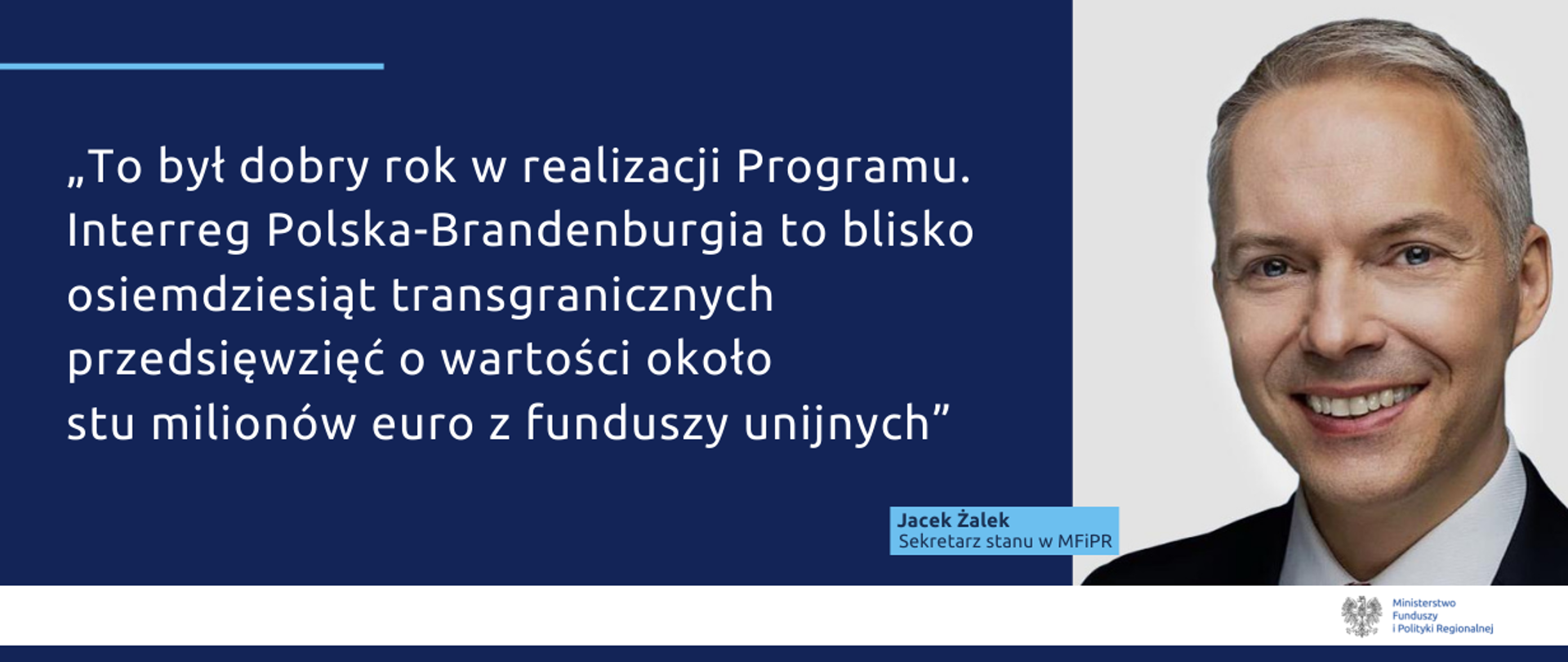 Minister Jacek Żalek zdjęcie portretowe i cytat