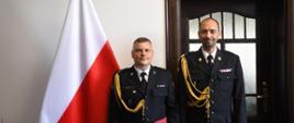 Na zdjęciu nadbryg. Michał Kamienicki z nowo powołanym Zastępcą Komendanta Powiatowego PSP w Szczytnie mł.kpt. Pawłem Koziatkiem