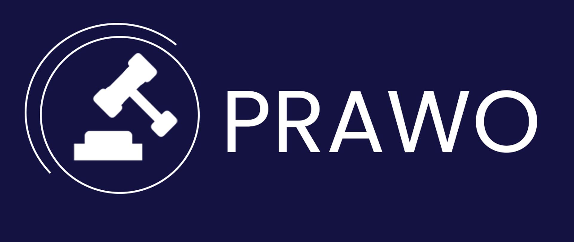 Ikona młotka sędziowskiego na niebieskim tle