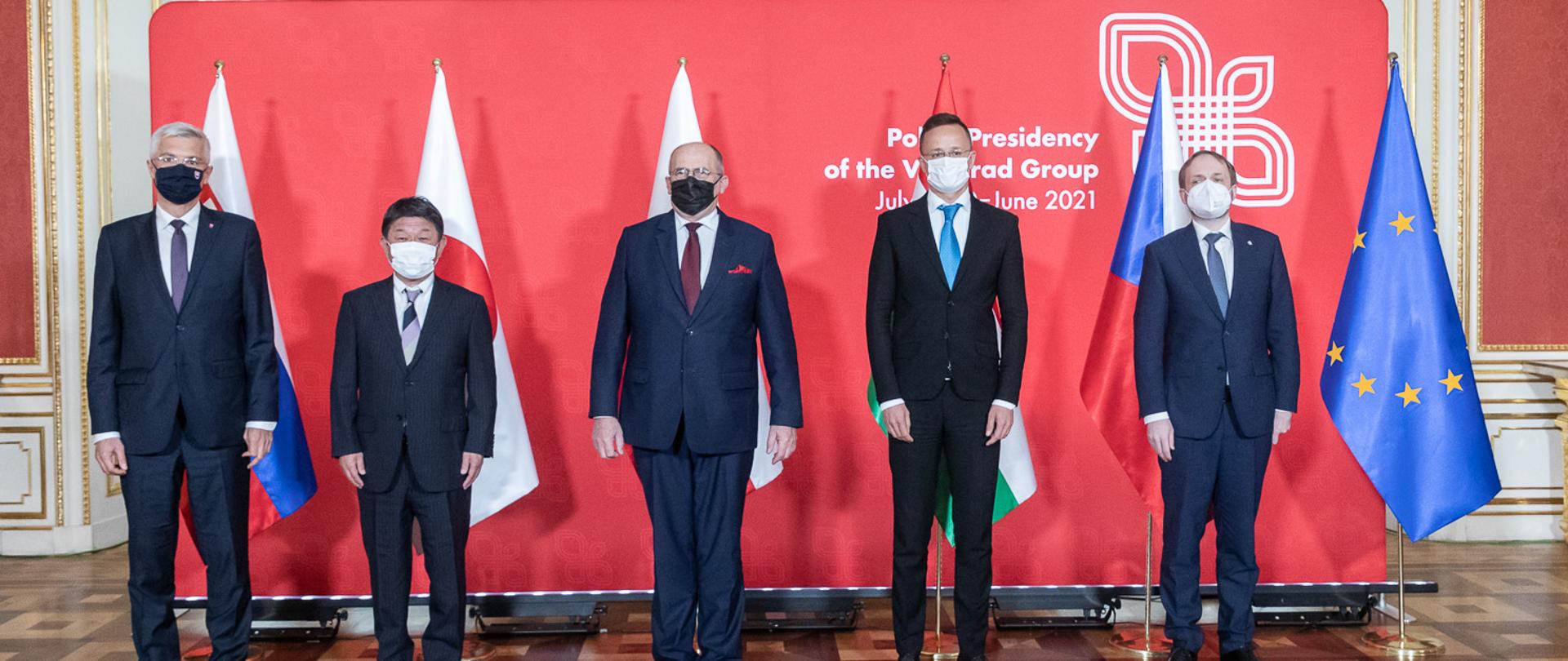 2021.05.07 Warszawa . Minister Zbigniew Rau . Szczyt V4 z udzialem Czechy , Slowacja , Wegry + Japonia .Fot. Tymon Markowski / MSZ