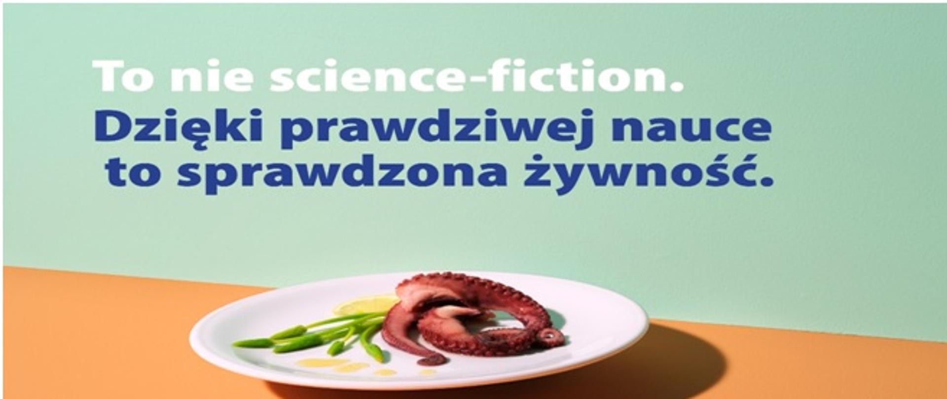 Jedzenie na talerzu logo Państwowej Inspekcji Sanitarnej w lewym rogu