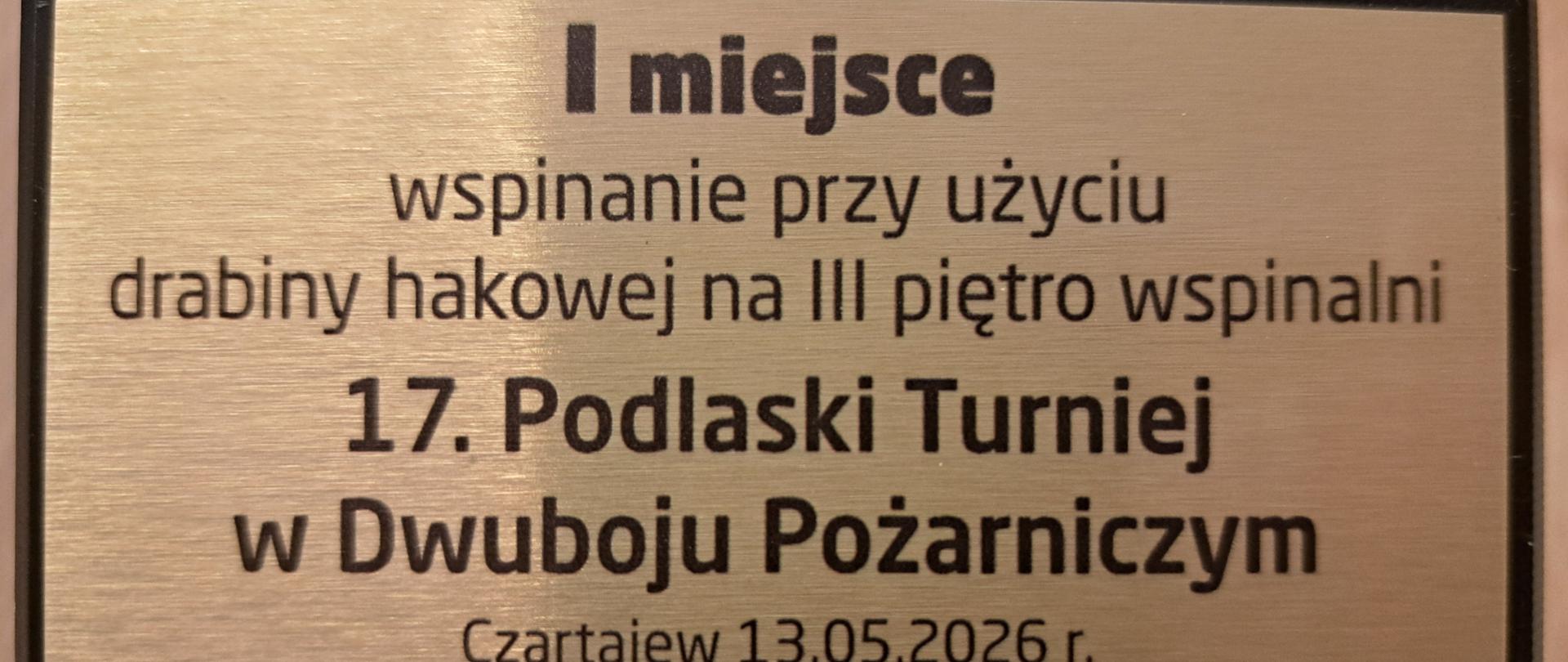 Puchar Za Zajęcie I Miejsca - wspinanie przy użyciu drabiny hakowej na III piętro wspinalni