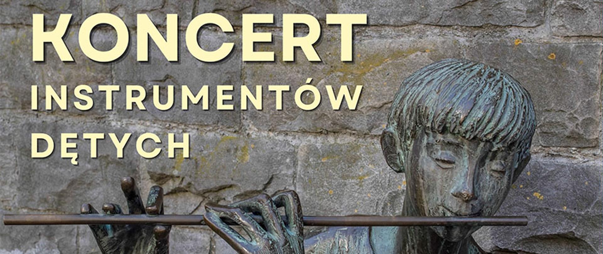 Grafika, na jej tle napis Koncert Instrumentów dętych - uczniowie i nauczyciele, godz. 18.00, 3.02.2023, Scena Foyer, wstęp wolny