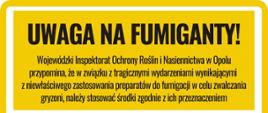 Na zdjęciu zamieszczono informacje dotyczące sprzedaży i nabywania środków ochrony roślin zawierających fosforek glinu lub fosforek magnezu.