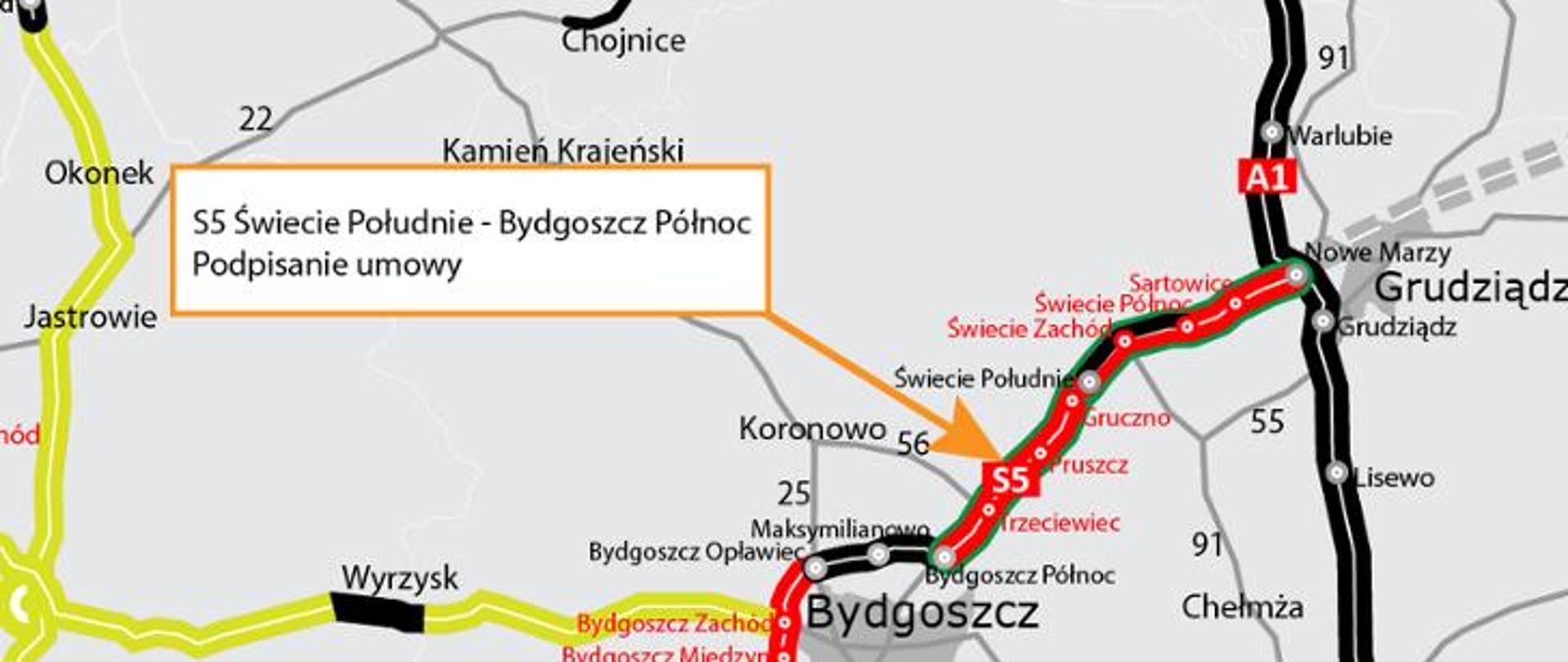 Umowa na kontynuację budowy S5 Świecie Południe - Bydgoszcz Północ