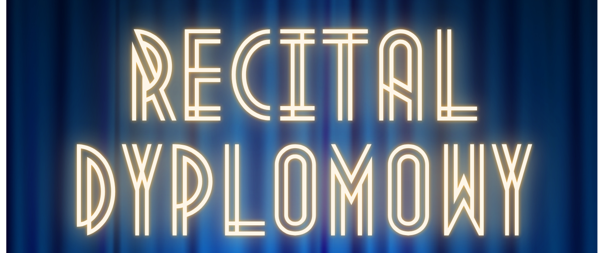 Plakat w tle niebieska kurtyna granatowa rozjaśniająca się oraz granatowe rzędy siedzeń – foteli W lewym górnym rogu logo szkoły według ustalonego znaku napisy państwowa szkoła muzyczna pierwszego i drugiego stopnia im Witolda Lutosławskiego w Nysie zaprasza na recital dyplomowy Małgorzaty Kubów klasa skrzypiec magistra Janusza Gajownika przy fortepianie magister Dominik Zabłocki 12 maja 2026 godzina 18:00