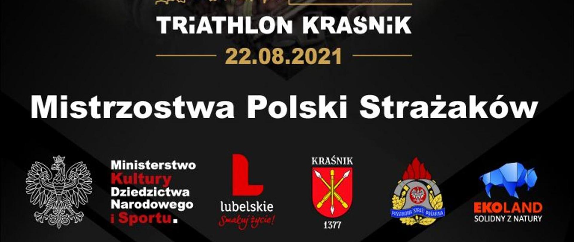 Baner z II Mistrzostw Polski Strażaków PSP w Triathlonie nad Zalewem Kraśnickim.