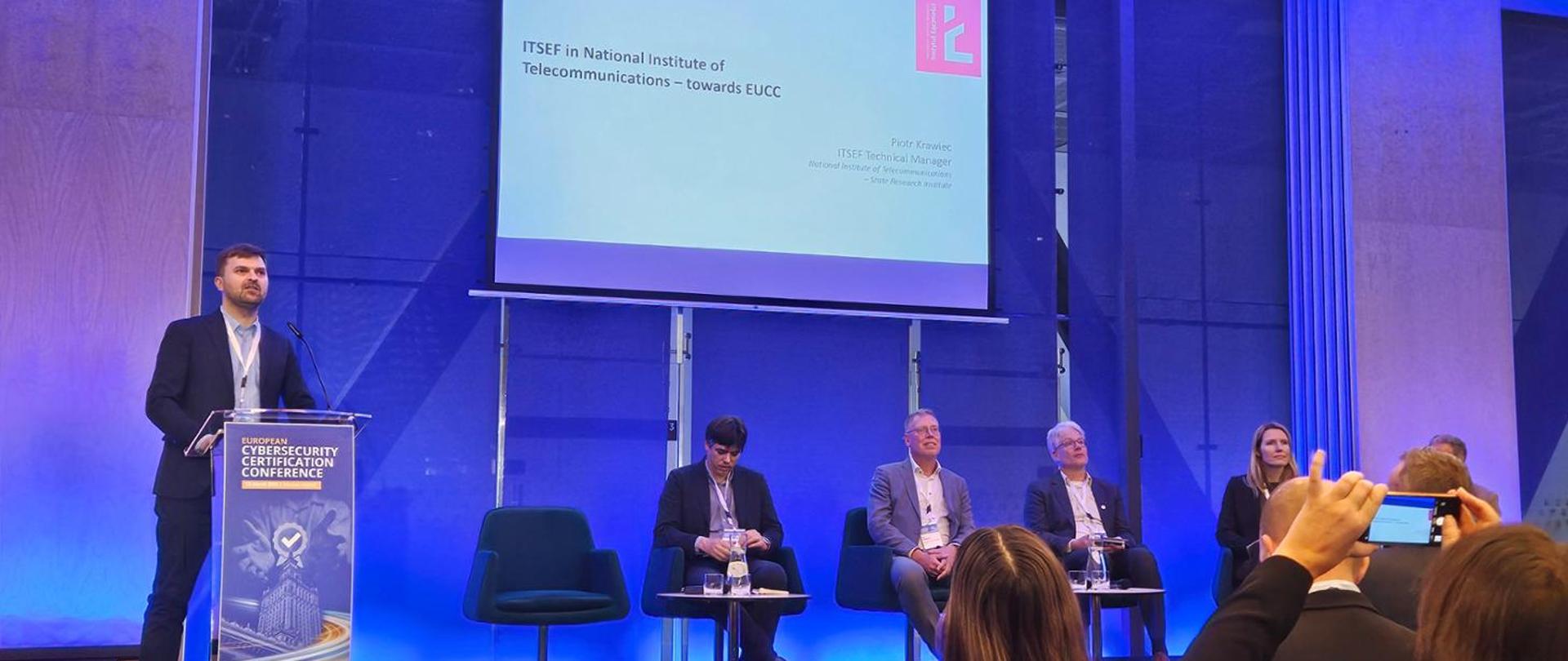 Piotr Krawiec from National Institute of Telecommunications at the European Cybersecurity Certification Conference in Warsaw