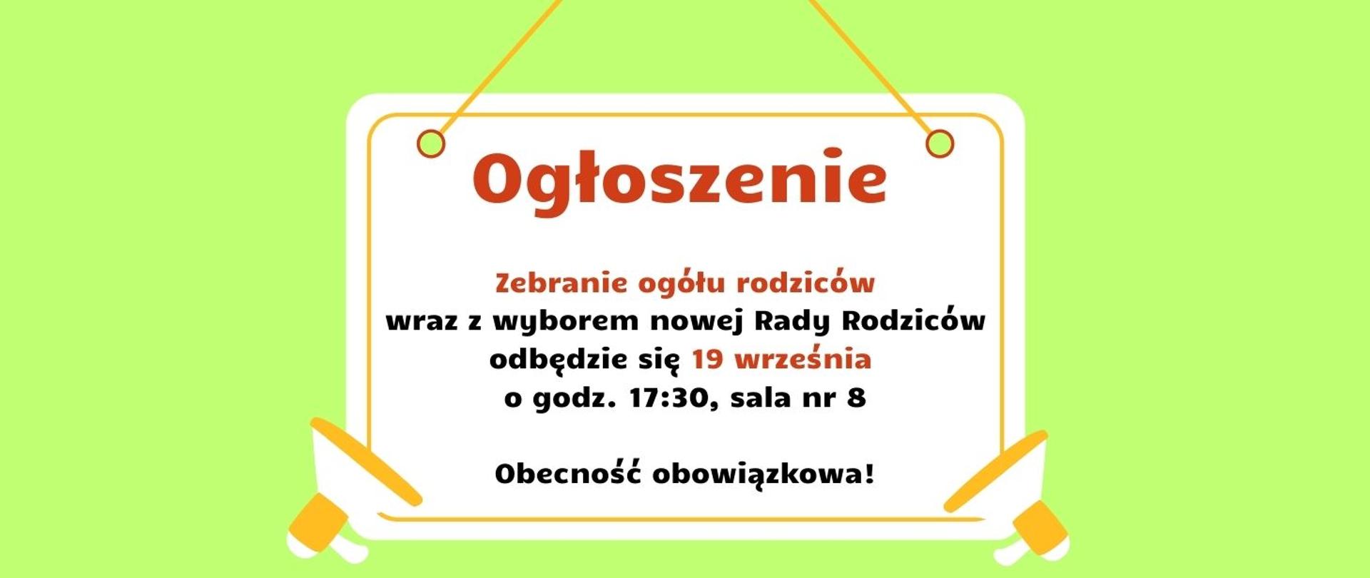 Zebranie ogółu rodziców ogłoszenie 