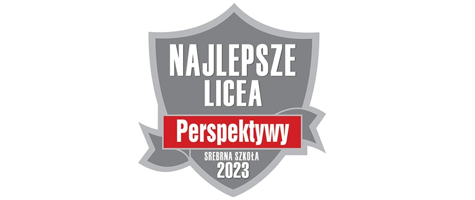 Na białym tle logo Perspektyw. Srebrna tarcza 2023