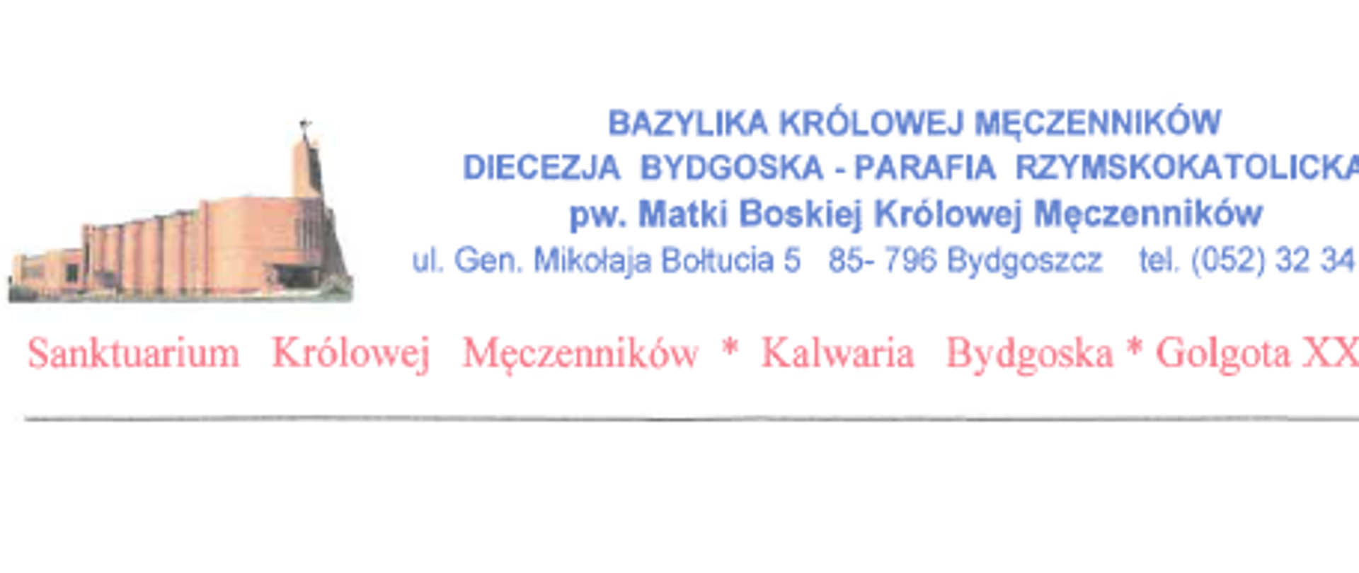 Treść podziękowań za dostarczenie maseczek, podziękowania są kierowane do Komendanta Miejskiego PSP w Bydgoszczy od Bazyliki Królowej Męczenników