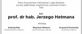 Zmarł prof. dr hab. Jerzy Hetman