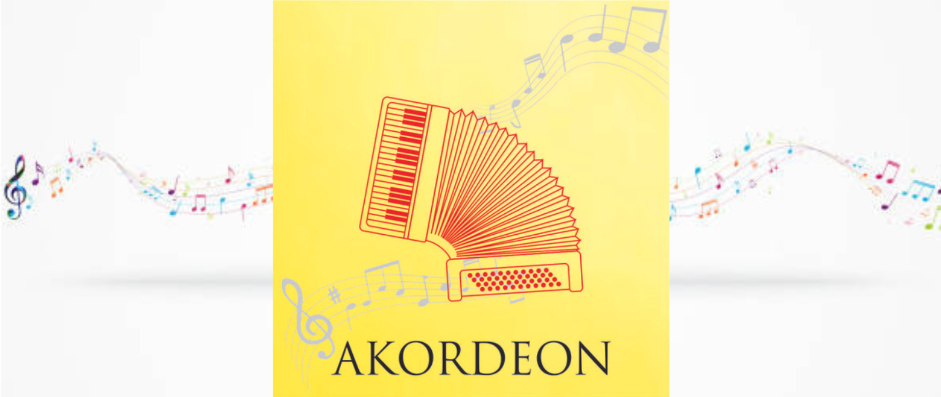 grafika przedstawiająca akordeon na tle nut , pod grafiką instrumentu napis akordeon