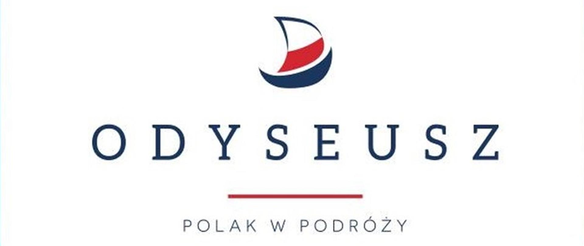Zdjęcie przedstawia grafikę z logotypem serwisu Odyseusz oraz napisem poniżej, Polak w podróży. 