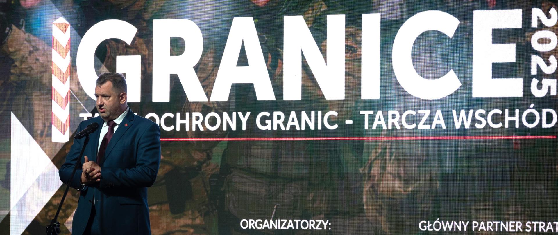 Szef KAS Marcin Łoboda podczas wystąpienia na Targach „Granice 2025” w Lublinie.