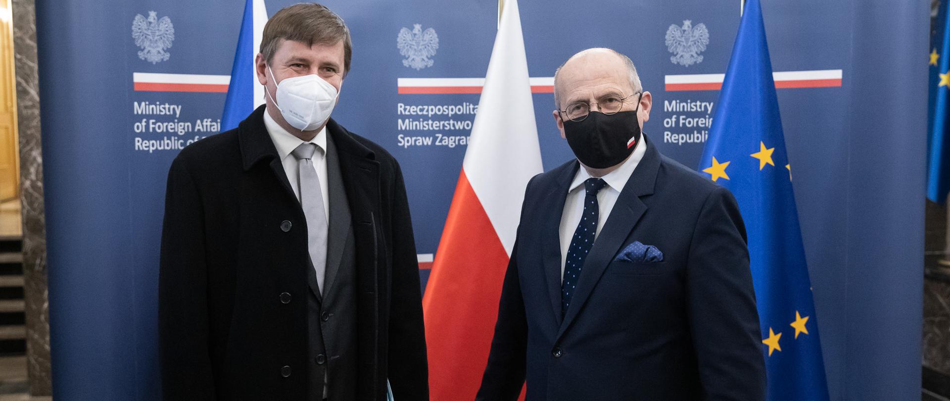 2021.02.12 Warszawa . Minister Zbigniew Rau . Wizyta minister SZ Czechy Tomas Petricek .
Fot. Tymon Markowski / MSZ