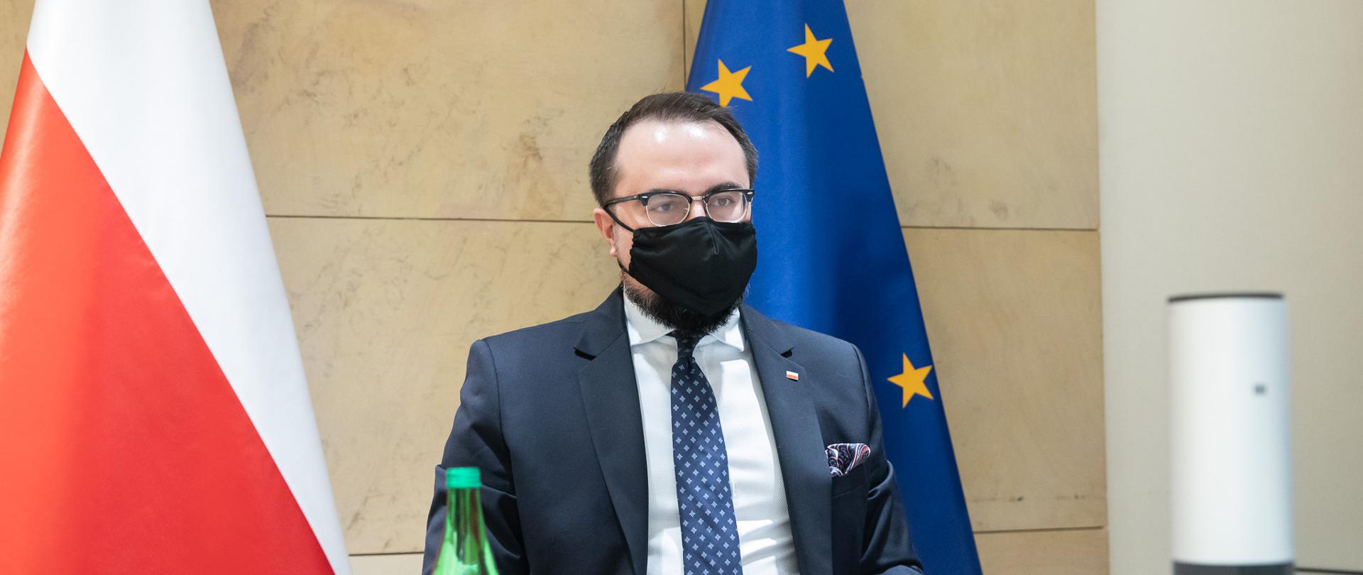 2021.03.18 Warszawa . Minister Pawel Jablonski . Wideokonferencja - Rada Wspolpracy Rozwojowej .
Fot. Tymon Markowski / MSZ