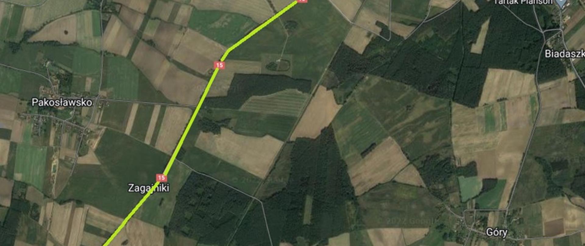 Na mapie widać DK15 Rakłowice 
