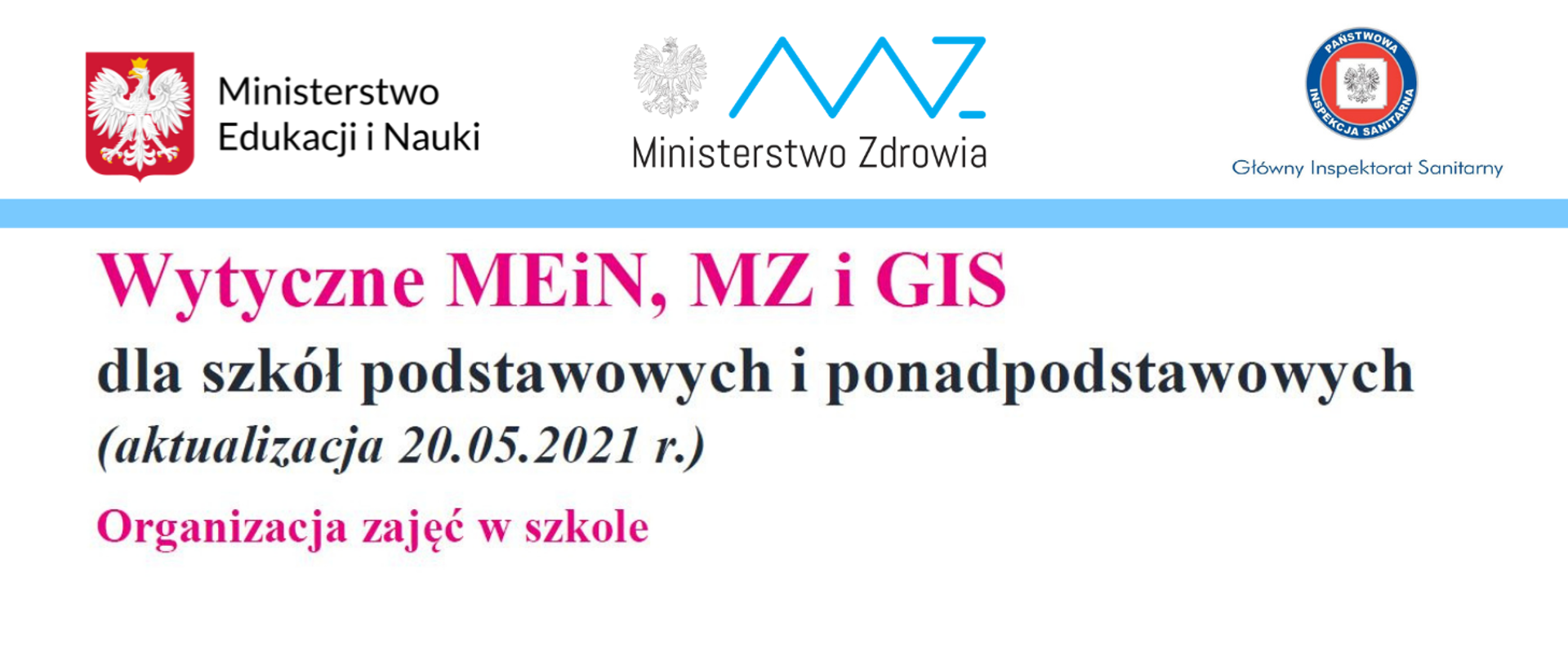 Wytyczne MEiN, MZ i GIS dla szkół podstawowych i ponadpodstawowych